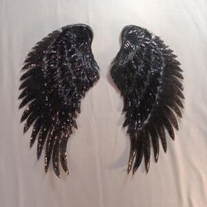Source Unknown Black Sequin Angel Wings Sew/ Glue On